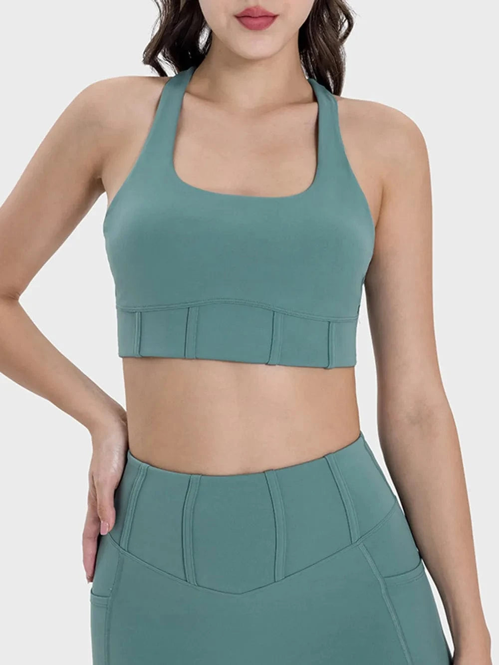 Millennia Square Neck Wide Strap Active Tank - ShalayeFashion