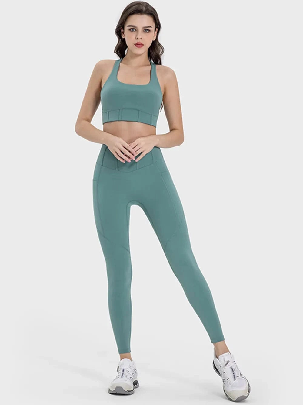 Millennia Square Neck Wide Strap Active Tank - ShalayeFashion