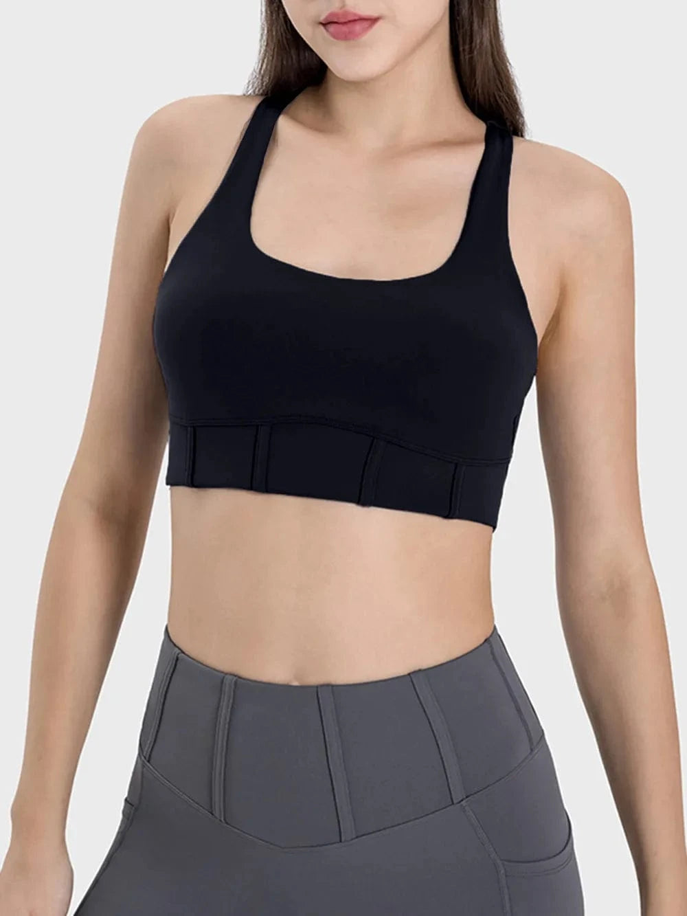 Millennia Square Neck Wide Strap Active Tank - ShalayeFashion