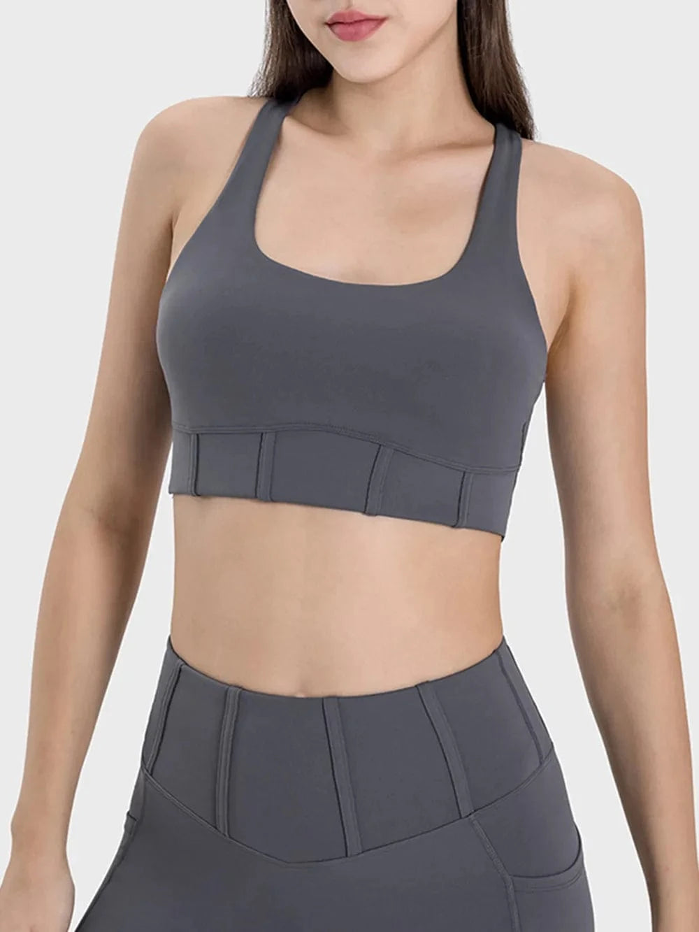 Millennia Square Neck Wide Strap Active Tank - ShalayeFashion
