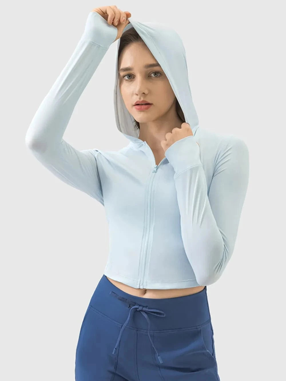 Millennia Zip Up Hooded Long Sleeve Active Outerwear - ShalayeFashion