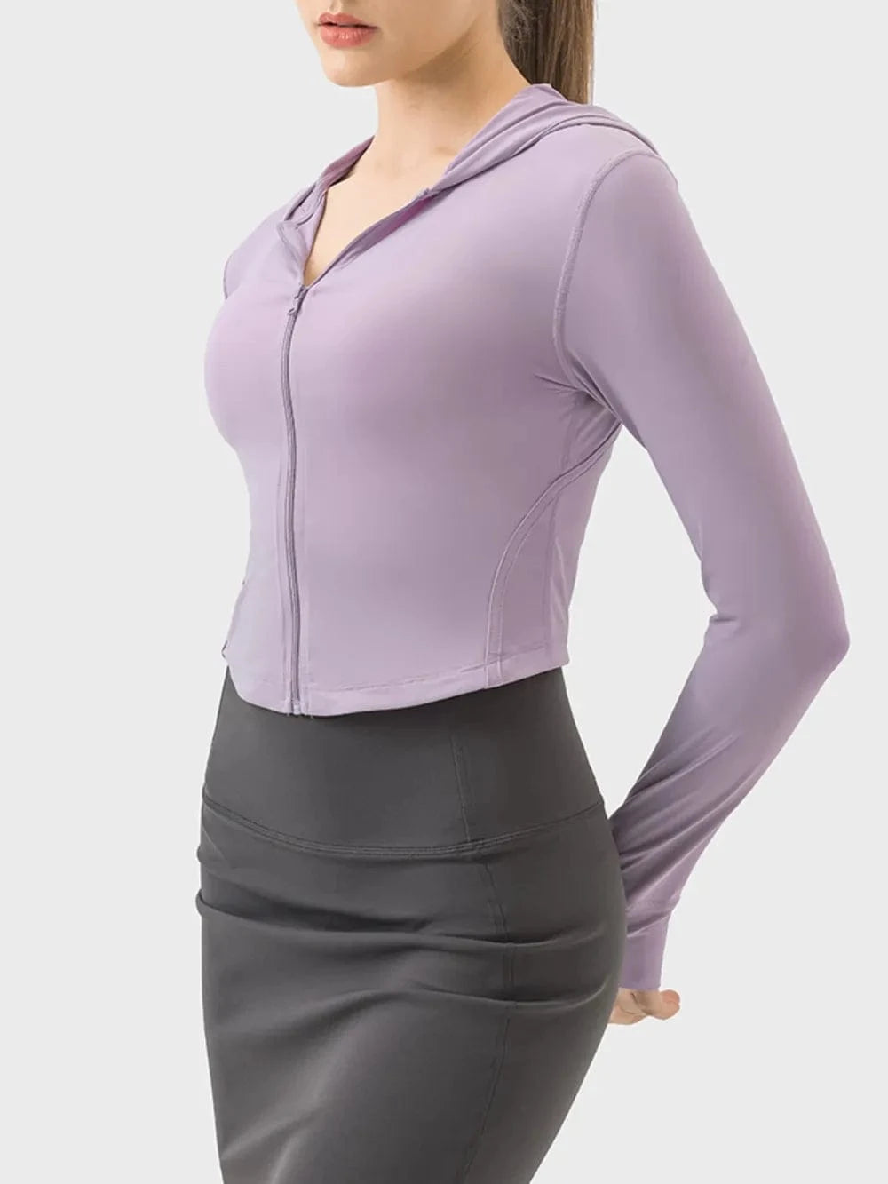 Millennia Zip Up Hooded Long Sleeve Active Outerwear - ShalayeFashion