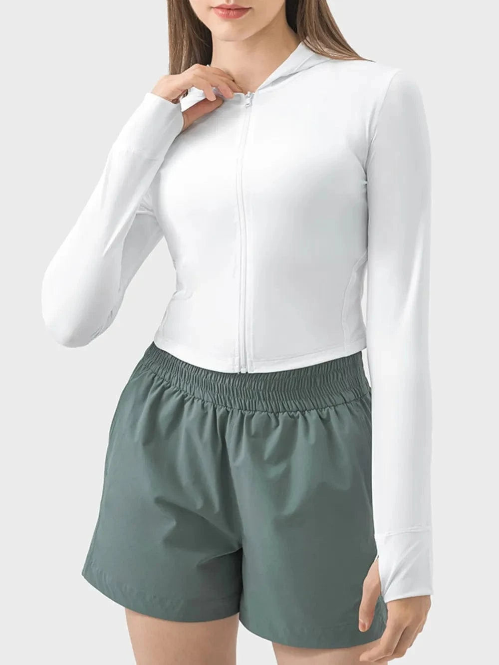 Millennia Zip Up Hooded Long Sleeve Active Outerwear - ShalayeFashion