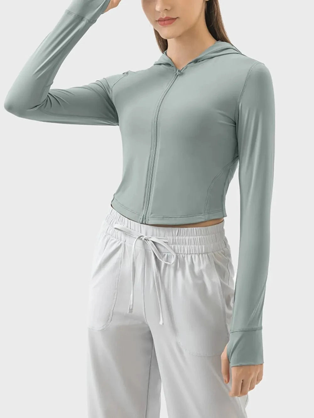 Millennia Zip Up Hooded Long Sleeve Active Outerwear - ShalayeFashion