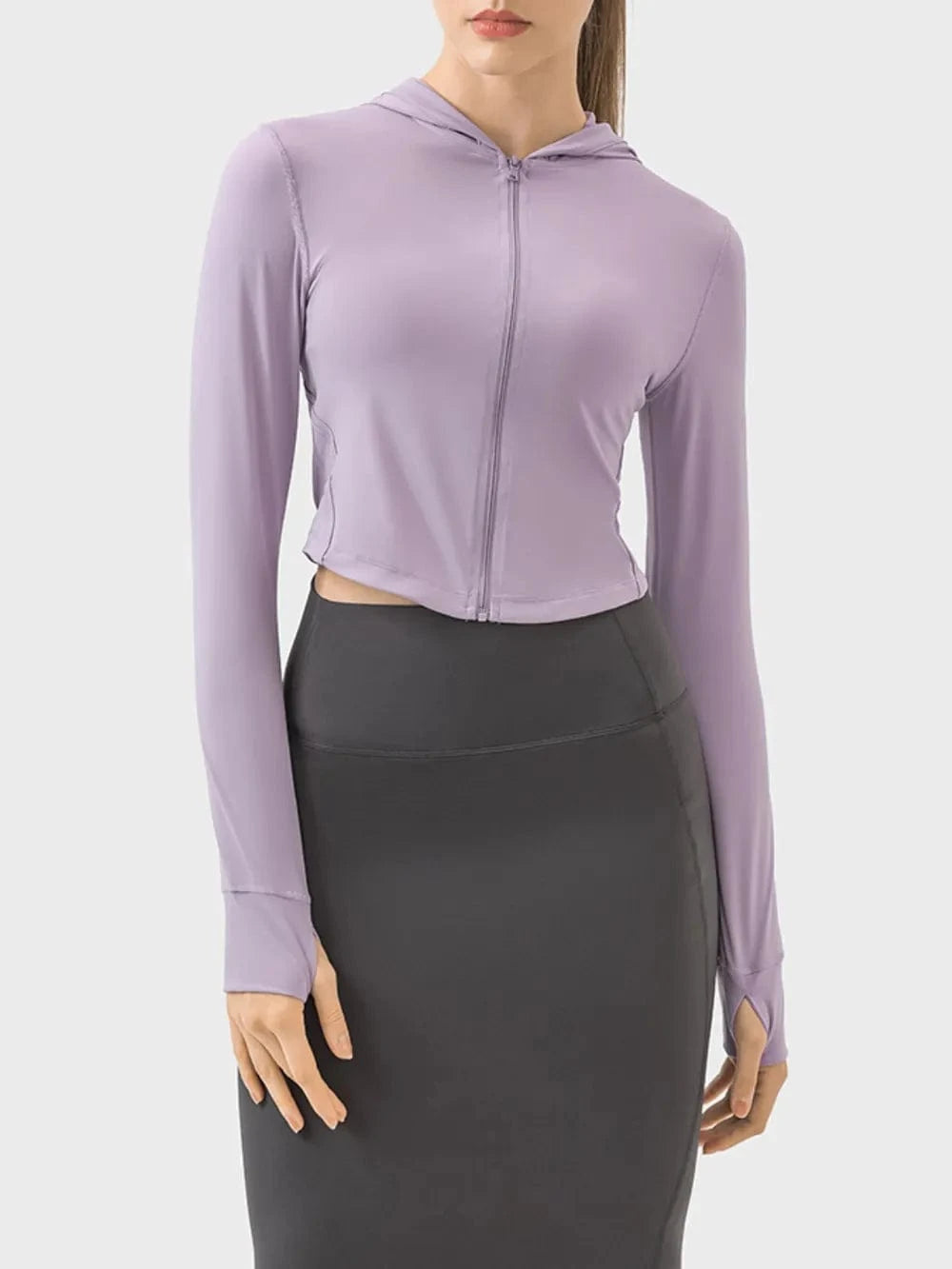 Millennia Zip Up Hooded Long Sleeve Active Outerwear - ShalayeFashion