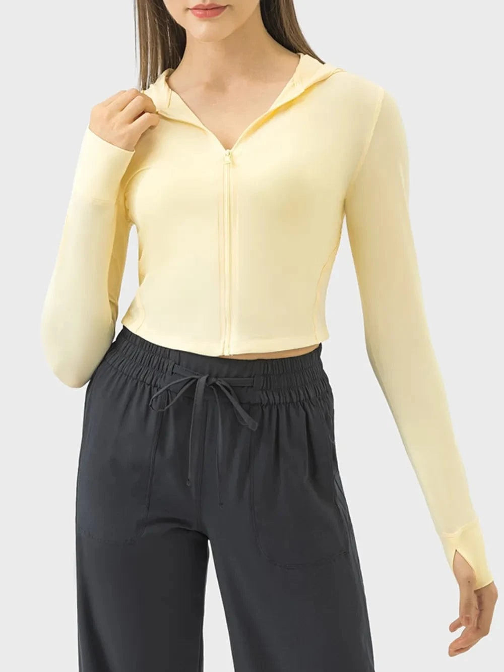 Millennia Zip Up Hooded Long Sleeve Active Outerwear - ShalayeFashion