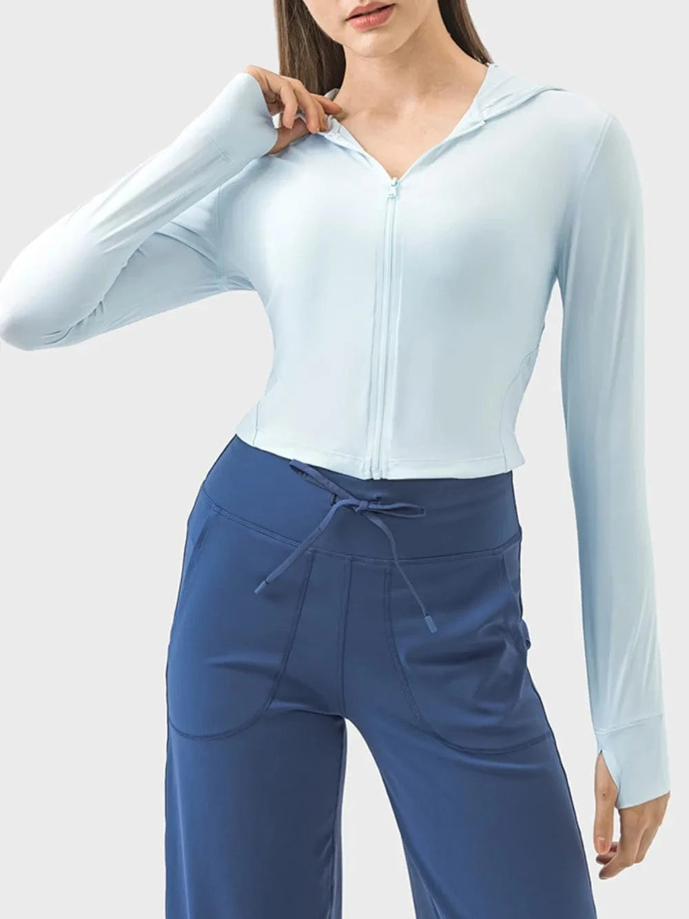 Millennia Zip Up Hooded Long Sleeve Active Outerwear - ShalayeFashion