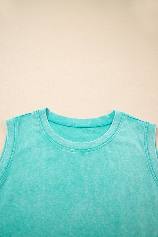 Mint Green Mineral Wash Tank & Skirt - ShalayeFashion