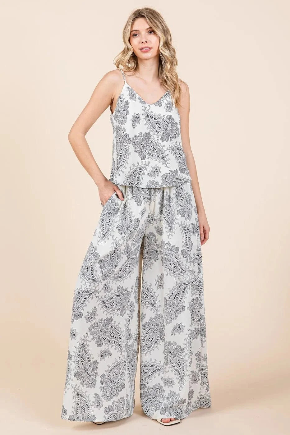 Mittoshop Paisley Print Cami and Pants Set - ShalayeFashion