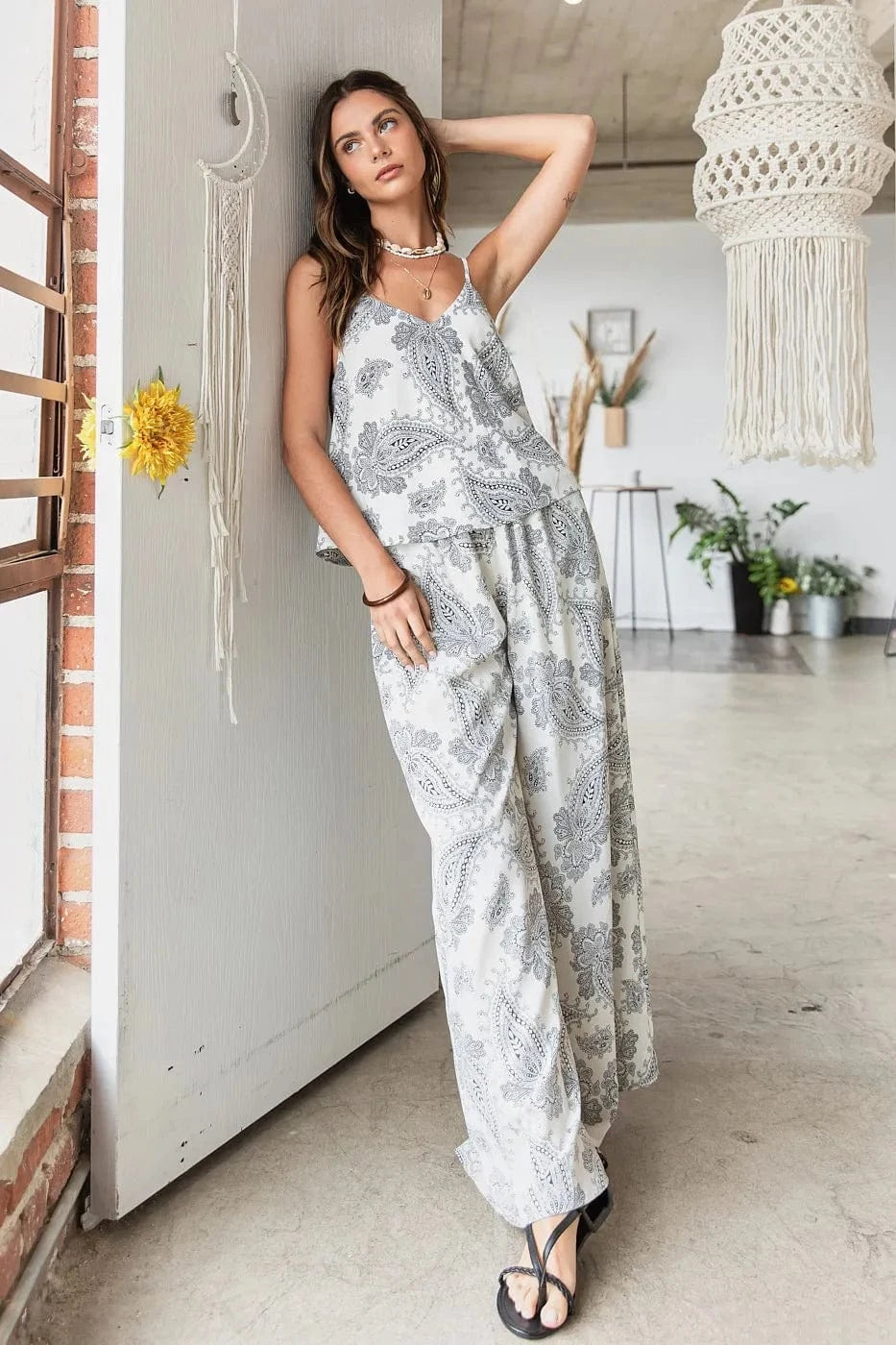 Mittoshop Paisley Print Cami and Pants Set - ShalayeFashion