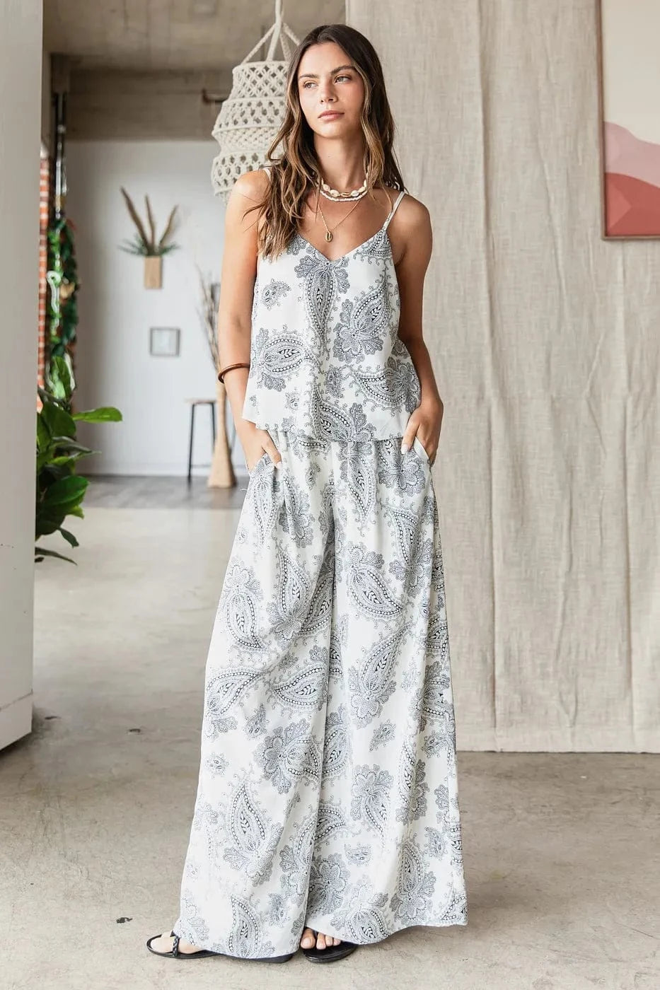 Mittoshop Paisley Print Cami and Pants Set - ShalayeFashion