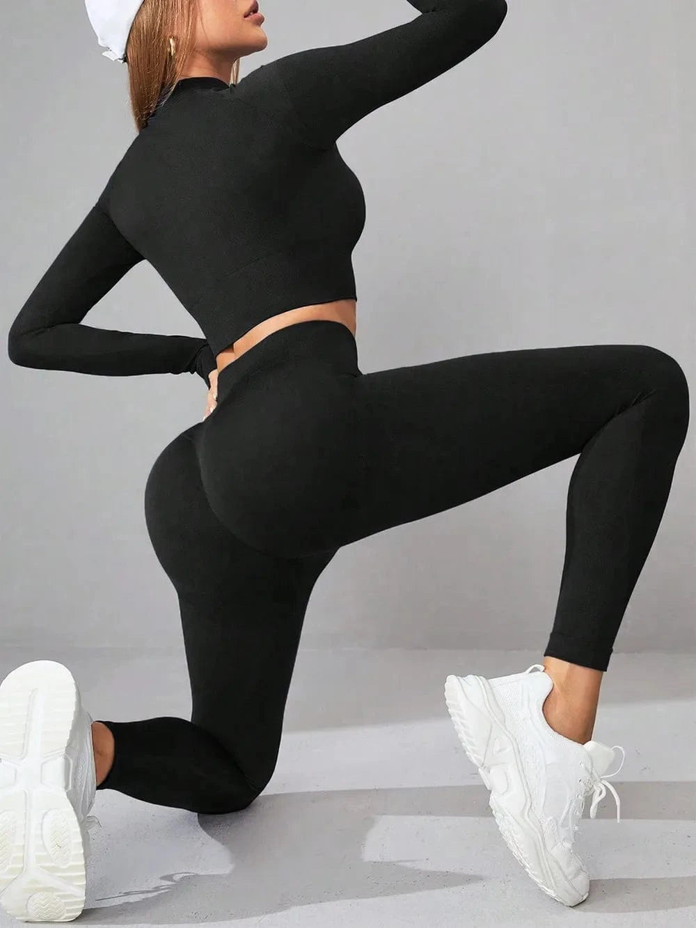 Mock Neck Long Sleeve Top and Leggings Active Set - ShalayeFashion