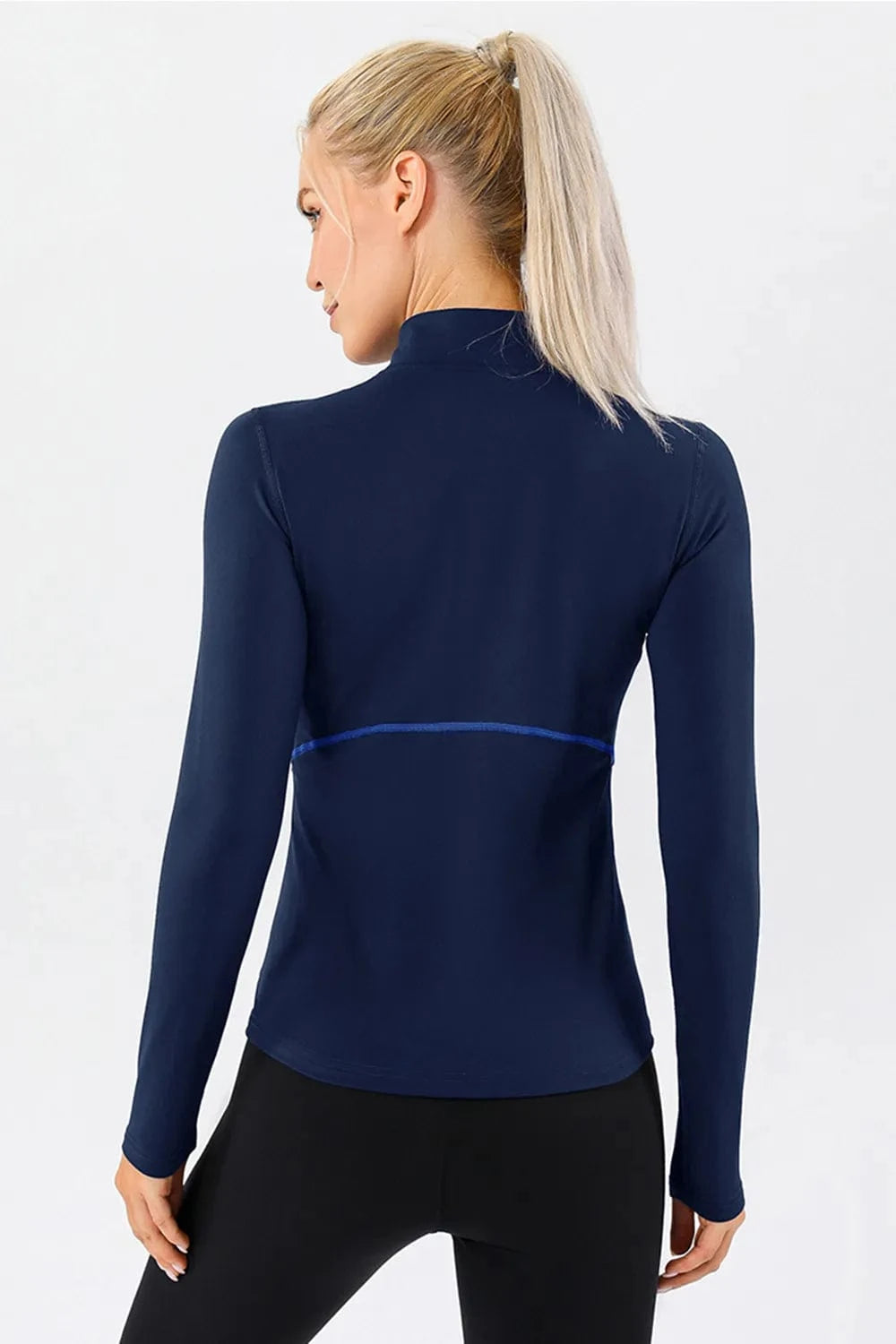 Mock Neck Quarter Zip Active T-Shirt - ShalayeFashion