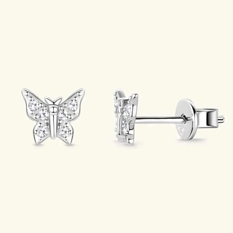 Moissanite 925 Sterling Silver Butterfly Stud Earrings - ShalayeFashion