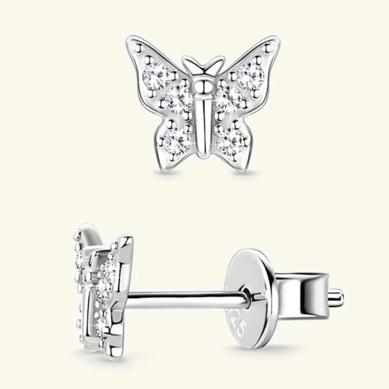 Moissanite 925 Sterling Silver Butterfly Stud Earrings - ShalayeFashion