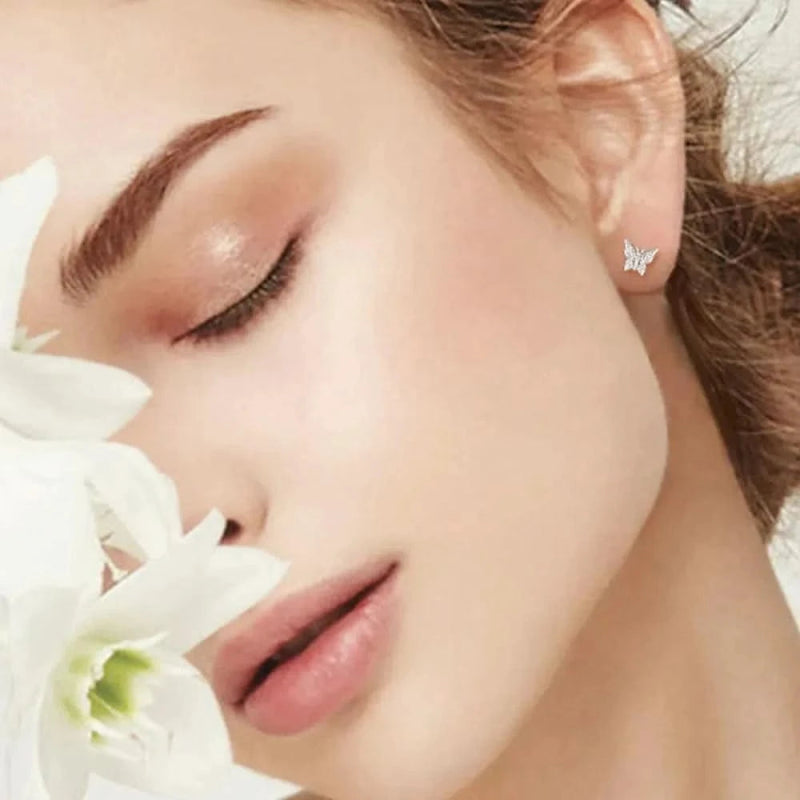 Moissanite 925 Sterling Silver Butterfly Stud Earrings - ShalayeFashion