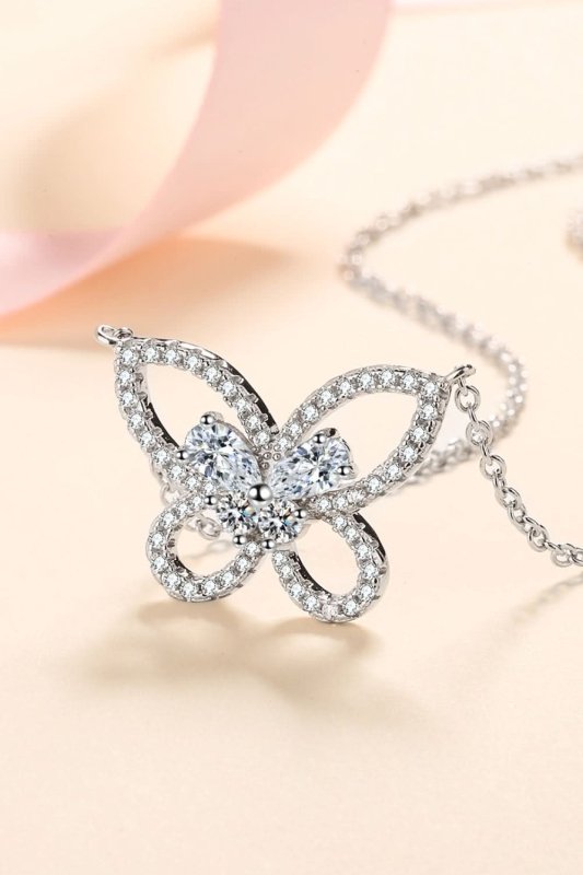 Moissanite Butterfly Pendant Necklace - ShalayeFashion