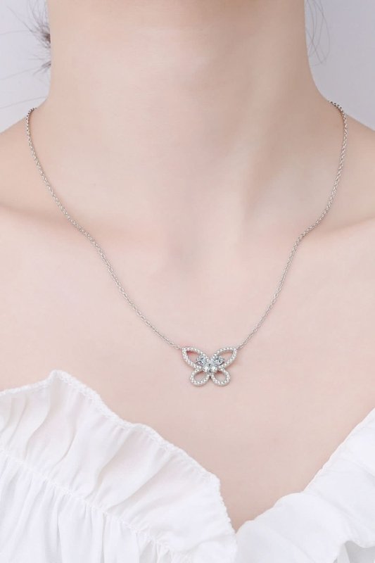 Moissanite Butterfly Pendant Necklace - ShalayeFashion
