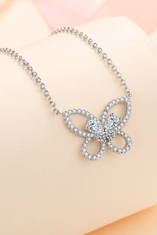 Moissanite Butterfly Pendant Necklace - ShalayeFashion