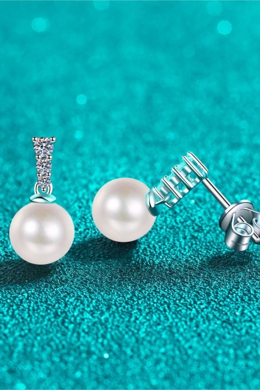 Moissanite Pearl Drop Earrings - ShalayeFashion