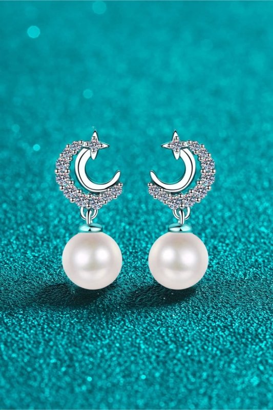 Moissanite Pearl Drop Earrings - ShalayeFashion