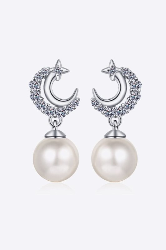 Moissanite Pearl Drop Earrings - ShalayeFashion