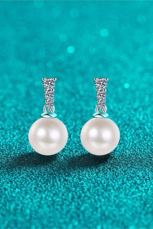 Moissanite Pearl Drop Earrings - ShalayeFashion