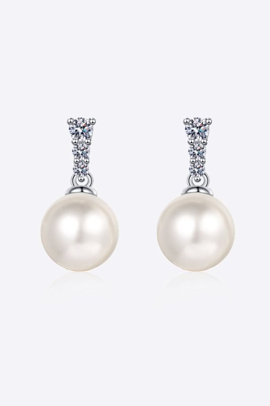 Moissanite Pearl Drop Earrings - ShalayeFashion