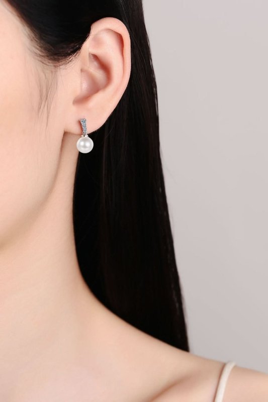 Moissanite Pearl Drop Earrings - ShalayeFashion