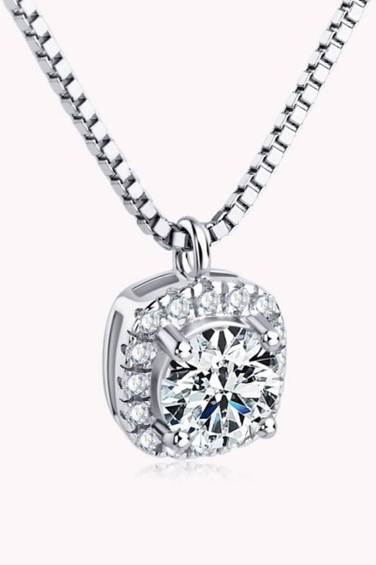 Moissanite Pendant Platinum - Plated Necklace - ShalayeFashion