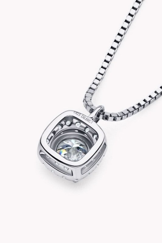 Moissanite Pendant Platinum - Plated Necklace - ShalayeFashion