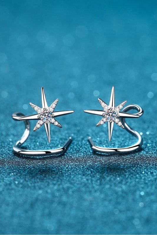 Moissanite Star Rhodium - Plated Earrings - ShalayeFashion