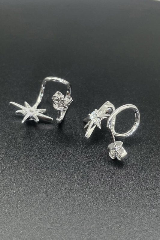 Moissanite Star Rhodium - Plated Earrings - ShalayeFashion