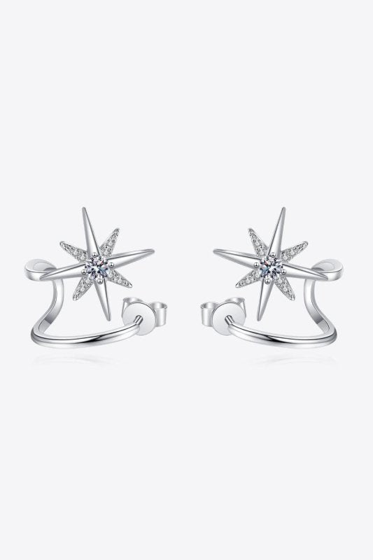 Moissanite Star Rhodium - Plated Earrings - ShalayeFashion
