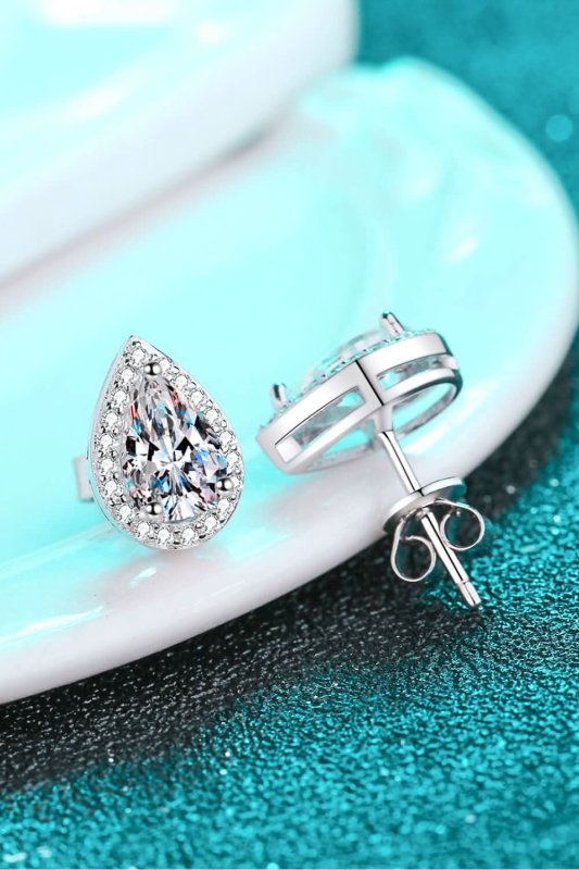 Moissanite Teardrop Stud Earrings - ShalayeFashion