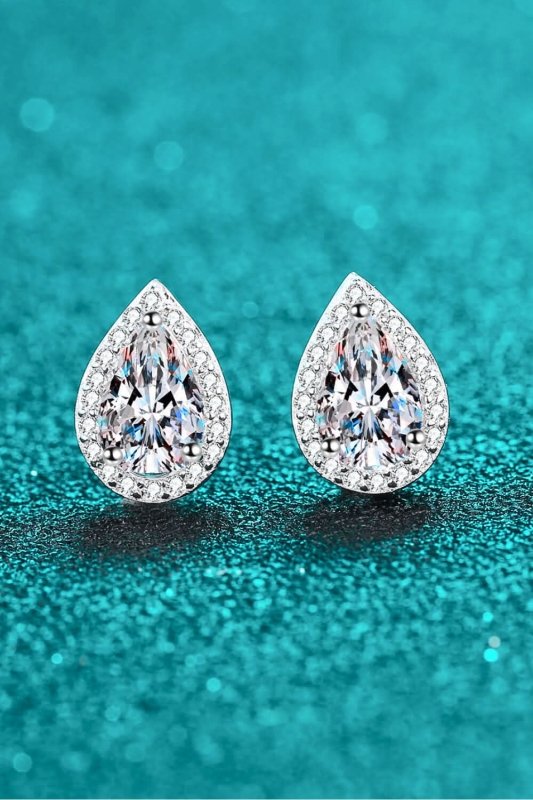 Moissanite Teardrop Stud Earrings - ShalayeFashion