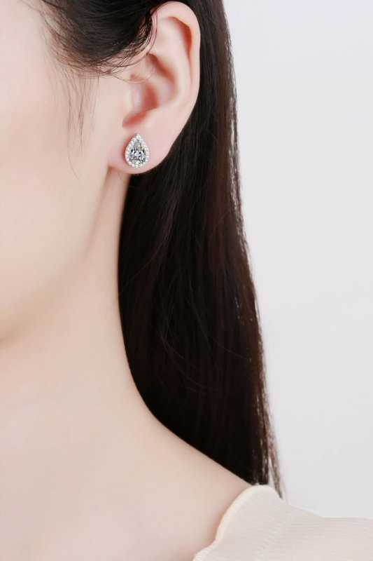 Moissanite Teardrop Stud Earrings - ShalayeFashion