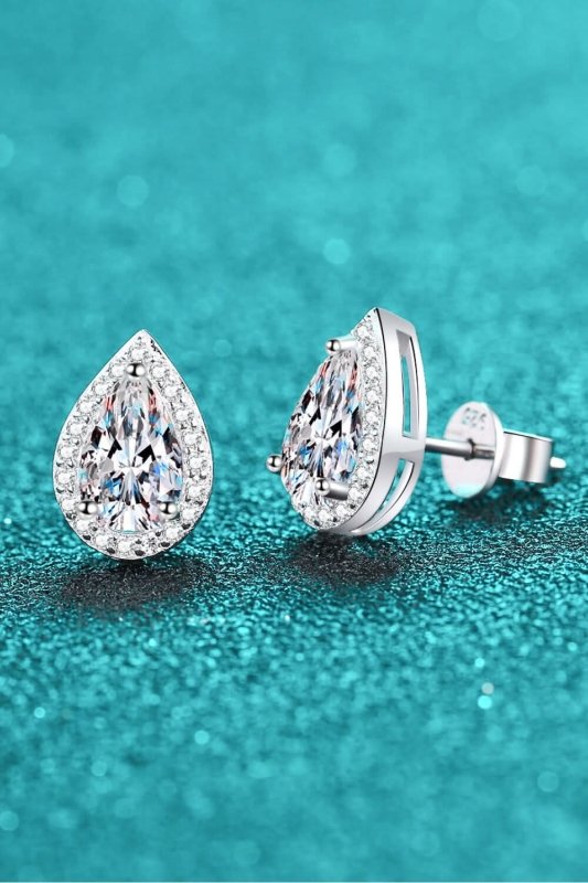 Moissanite Teardrop Stud Earrings - ShalayeFashion