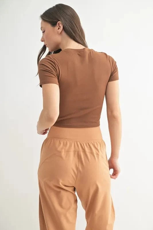 MONO B Essential Micro - ribbed Cropped Athleisure Tee - ShalayeFashion