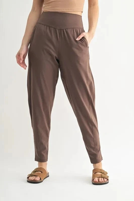 MONO B Flowbarrel High Waist Active Pants - ShalayeFashion