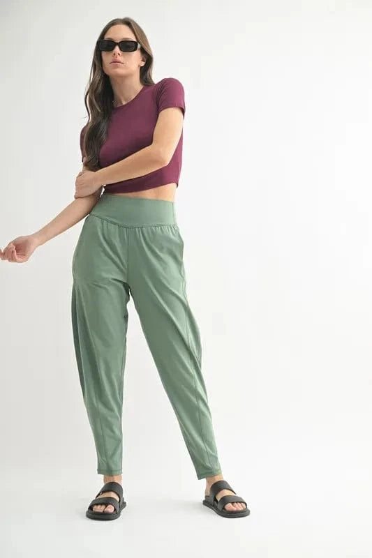 MONO B Flowbarrel High Waist Active Pants - ShalayeFashion