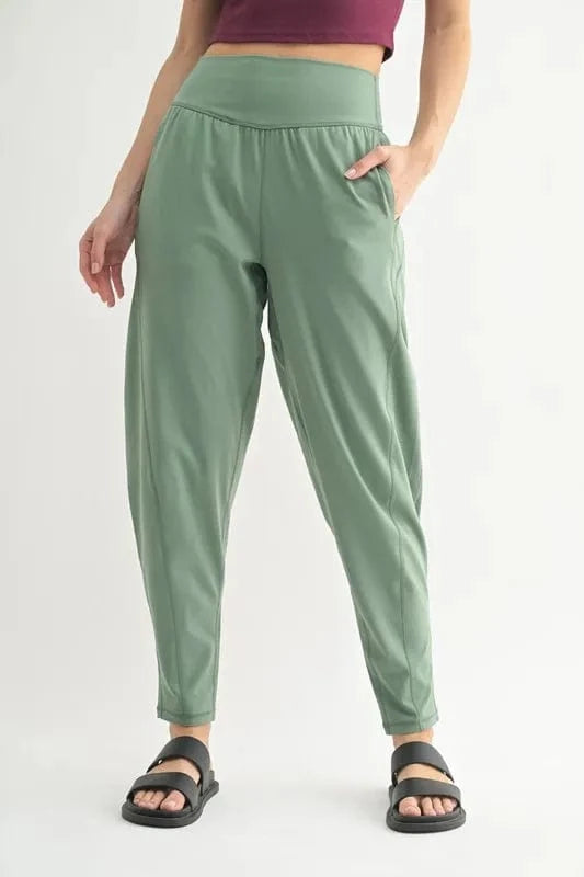 MONO B Flowbarrel High Waist Active Pants - ShalayeFashion