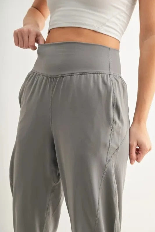 MONO B Flowbarrel High Waist Active Pants - ShalayeFashion