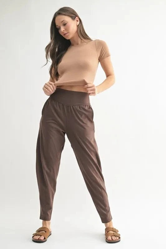 MONO B Flowbarrel High Waist Active Pants - ShalayeFashion