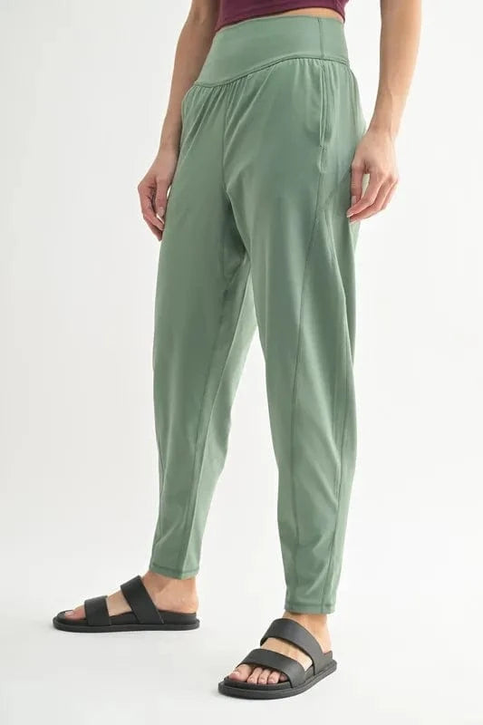 MONO B Flowbarrel High Waist Active Pants - ShalayeFashion