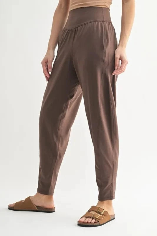MONO B Flowbarrel High Waist Active Pants - ShalayeFashion