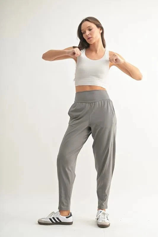 MONO B Flowbarrel High Waist Active Pants - ShalayeFashion
