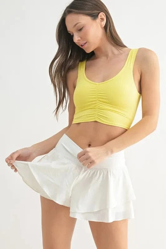 MONO B Ruched Front Active Tank - ShalayeFashion