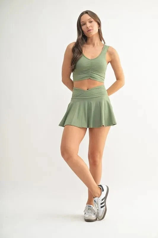 MONO B Ruched Front Active Tank - ShalayeFashion