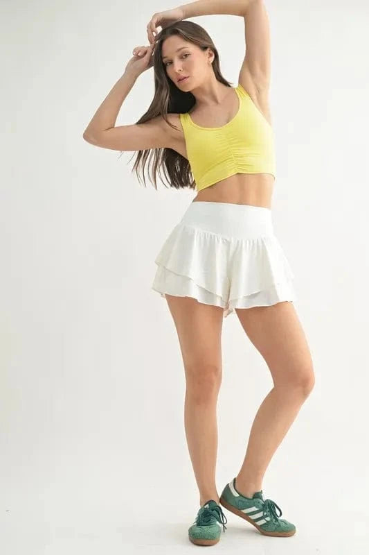MONO B Ruched Front Active Tank - ShalayeFashion